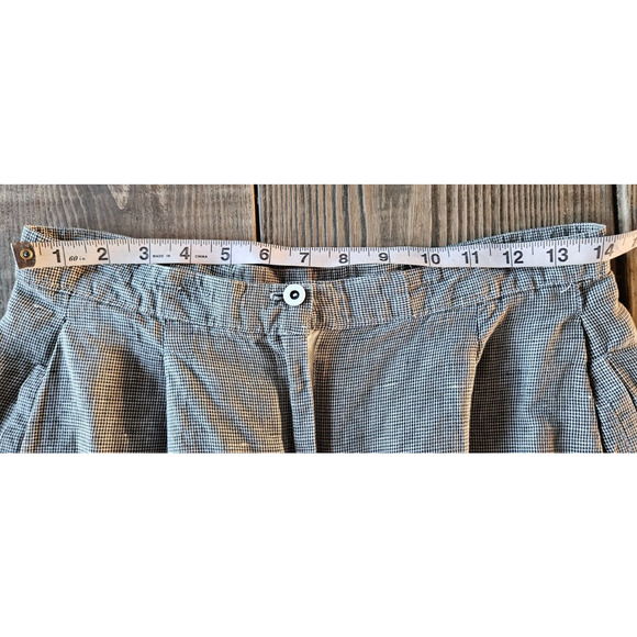 Vintage Toast Womens High Waist Shorts 7 Black Houndstooth Linen Cotton 80s 90s - Picture 7 of 10